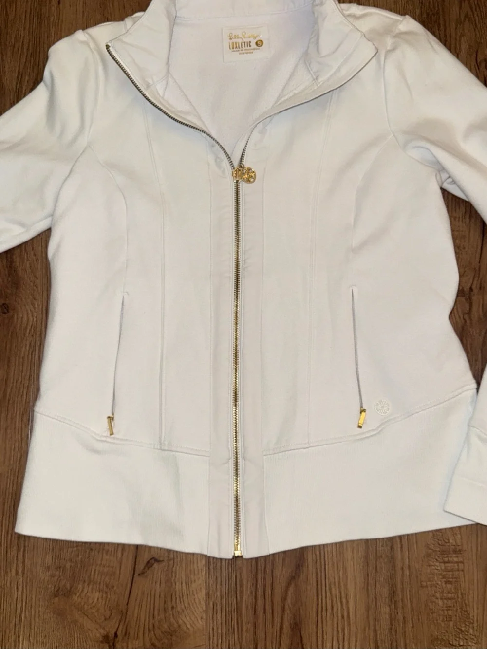 lilly pulitzer jacket womens small white luxletic al fresco full zip lightweight